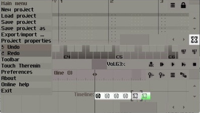 SunVox timeline view