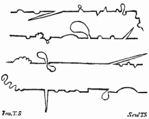 four very squiggly lines across the page signed Inv.T.S and Scw.T.S