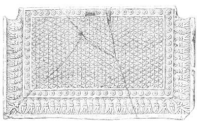 Fig. 96.—Sill of a door, from Khorsabad. Louvre. Length 40
inches. Drawn by Bourgoin.