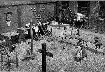 The city yard equipped to give a maximum of exercise
and creative play