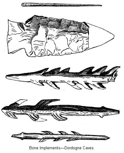 Bone Implements, Dordogne Caves.