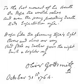 Goldsmith's Autograph