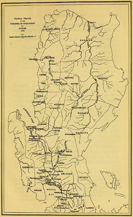 Outline sketch of the theatre of operations in Luzon, 1899.