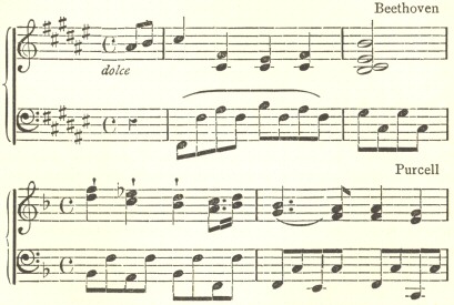 Music score by Beethoven then Purcell