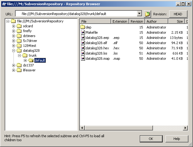 datalog328p project in TortoiseSVN