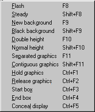 Special modes menu